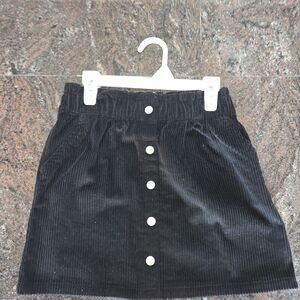 Black Button-Front Corduroy Skirt - Women